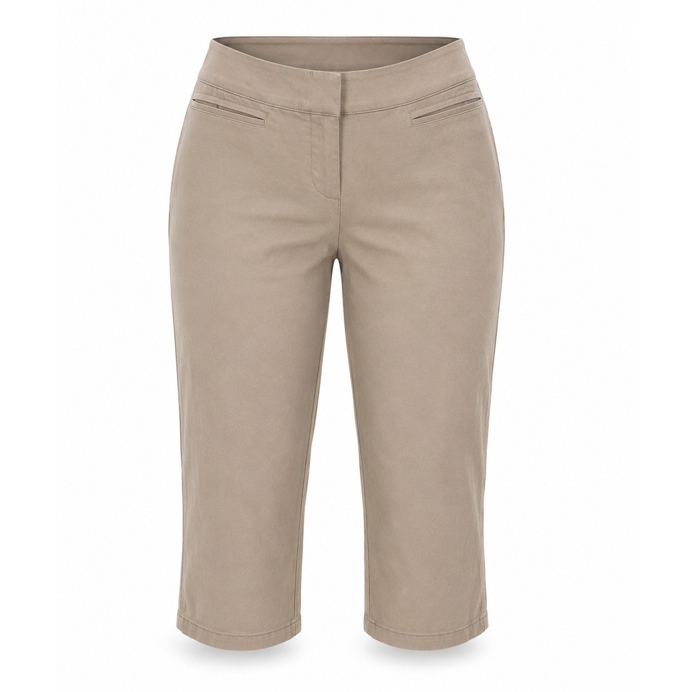Westbound Cropped Pants Women 18 Tan Stretch Pull On Wide Leg Minimalist
